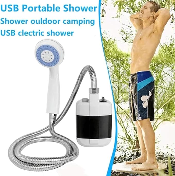 Portable Camping Shower With Adjustable Flow for Easy &amp Convenient Outdoor Cleaning Multiple Spray Modes with Showers Head &amp Hose (Shower + Bucket)