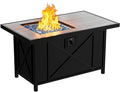BALI OUTDOORS 42 inch 50000 BTU Rectangular Propane Gas Fire Pit Table with Fire Glass and Table Lid Fire Pits Outdoor for Garden Patio Backyard