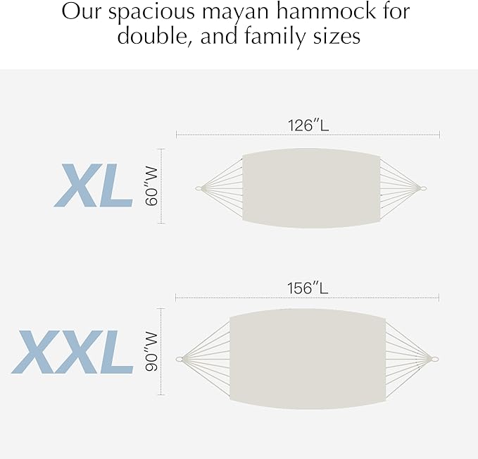 PNAEUT Family Mayan Rope Hammocks for Outside (Nature XX-Large)