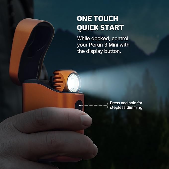 OLIGHT Perun 3 Mini Premium Headlamp 1250 Lumens Flashlight with Type-C Charging Box Rechargeable Headlight with Red Light OptionPerfect for Working Hiking Camping and Climbing (Orange)