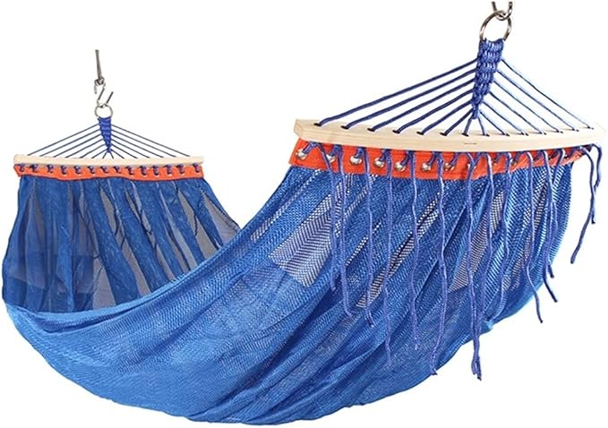 Portable Hammock Portable Double Hammock Anti-Rollover Mesh Breathable Mesh Leisure Can Withstand Weight 250kg for Backpacking Beach (Color : Blue)