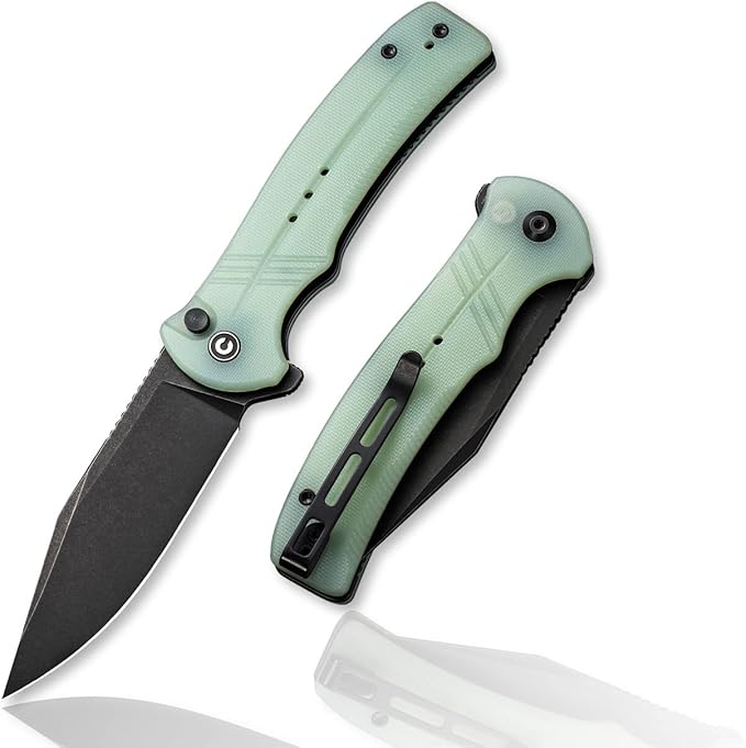 CIVIVI Cogent Button Lock Flipper Pocket Knife 14C28N Blade G10 Handle Good for Outdoor EDC Camping C20038D-3 (Natural)