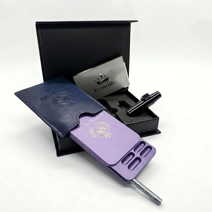 Premium Metal 8-compartment Dual-row Storage Box with Laser-Engraved Lion Crest Mirror Gift Set