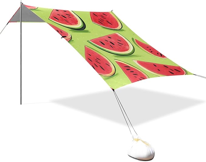 ALAZA Watermelon on Yellow Beach Tent Sun Shelter Portable Canopy Sunshade for Outdoor Camping Picnics Backyard Fun 10x9 ft