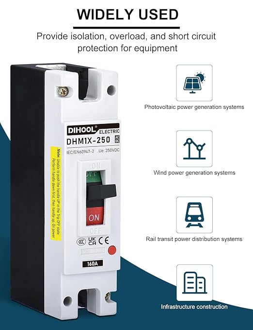 DIHOOL Main 160 Amp DC Circuit Breaker 240V Battery Disconnect Switch Master Switch for Car RV Marine Boat Truck Trolling
