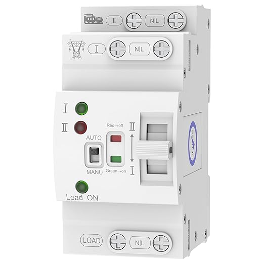 Mini Automatic Transfer Switch 2P 63A 110VATS Automatic/Manual DIN Rail Mount Dual Power Transfer Switch for Home Generator RVPublic/Backup Power Supply