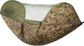 Wild Campingportable Hammock Standmade of Nylon Quick Opening 2-in-1 Automatic Mosquito Hammock User-friendly Storage Bag Design Suitable for Camping Beach and Other Scenes(Camouflage)