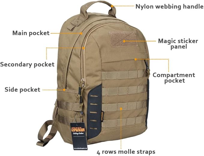 EXCELLENT ELITE SPANKER Military Tactical Backpack 18L Molle Backpacks Army Assault Survival Rucksack Pack (RGN)