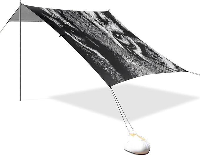 Tiger Grey Beach Tent Sun Shelter Set UPF50+ UV Protection 10.5 x 9.19 FT Camping Shade Canopy with Sandbags Sand Anchors Carrying Bag and Others