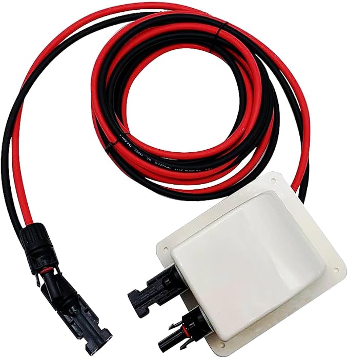 Solar Cable Entry Gland Entry Housing Solar Junction Box Fits for RVVehicles BoatsCamperThrough RV Roof Solar Entry Housing with 10Ft 10AWG Solar Extension Cable(White Entry Gland 3m)