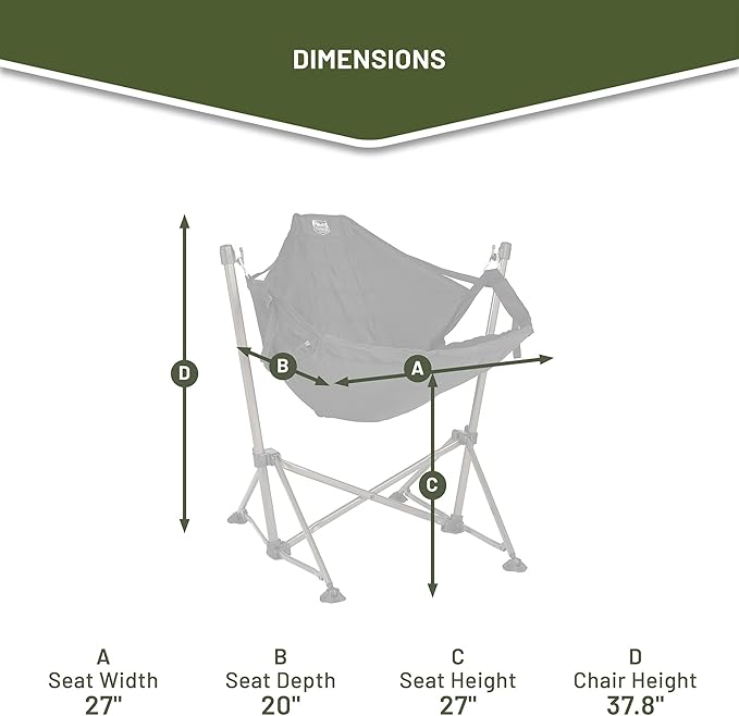 Timber Ridge Portable Hammock Camping Chair Padded Folding Swing Hammock Chair with Stand Heavy Duty Hammock Camp Chair with Carry Bag for Outdoor Beach Patio Supports 300lbs Black