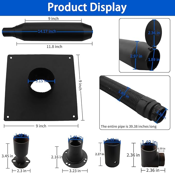 2026 Upgraded Heavy Duty Generator Exhaust Extension Silencer Kit with Insulated Through-Wall Mounting Plate Reduce Noise by 52% and Safe Emission Exhaust Gas- Includes 4 Adapters