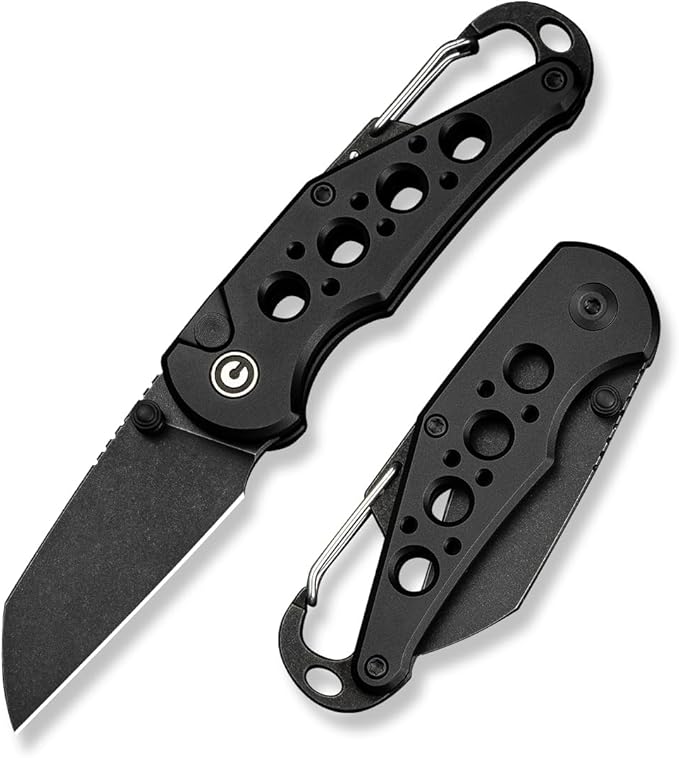 CIVIVI Pragma Folding Knife Pocket Knife Multitool with EDC Carabiner Bottle Opener 2.2 Nitro-V Blade Aluminum Handle Ideal Gift for Men Women C23062B-1 (Black)