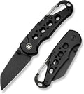 CIVIVI Pragma Folding Knife Pocket Knife Multitool with EDC Carabiner Bottle Opener 2.2 Nitro-V Blade Aluminum Handle Ideal Gift for Men Women C23062B-1 (Black)