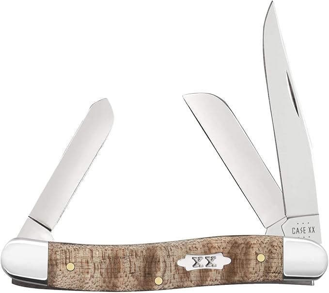 Case XX Pocket Knife NATURAL CURLY MAPLE SMOOTH MEDIUM STOCKMAN W/TIN Item #71232-7318 SS - Length Closed: 3 5/8Inches