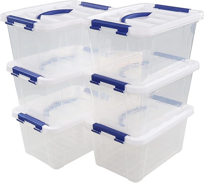 Kiddream 7 Quart Clear Plastic Box Bins 6-pack Small Storage Bins with Lids