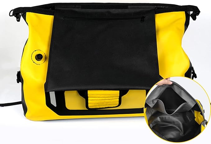 Waterproof Duffel Bag for Men/Women Roll-top Dry Backpack Duffel Bag with Quick-fixed Straps Motorcycle Tail Saddle Bag for Motorcycling Rafting Boating Kayaking Travel 80L-Black