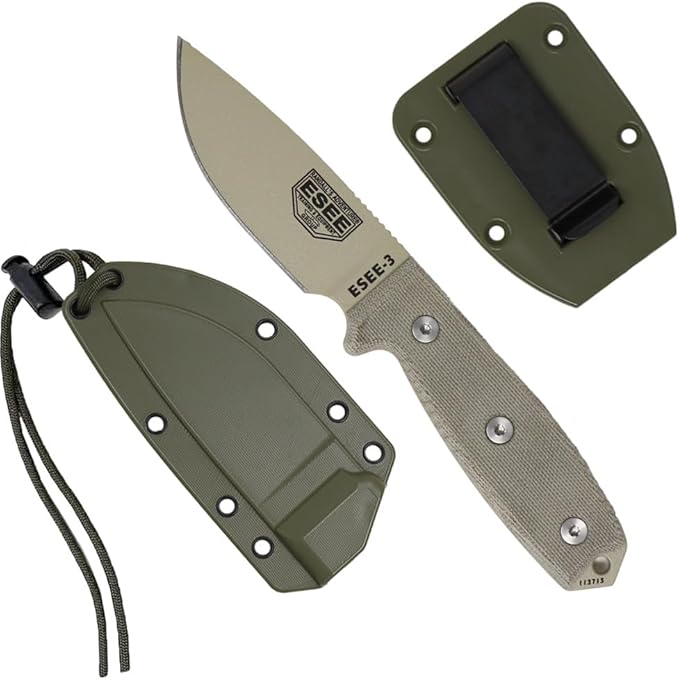 ESEE Knives 3P Fixed Blade Knife with Molded Polymer Sheath