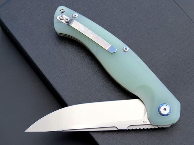 Eafengrow EF953 Pocket Folding Knife G10 Handle D2 BladeEDC Tool Knife for Outdoor Camping Hiking (Jade)