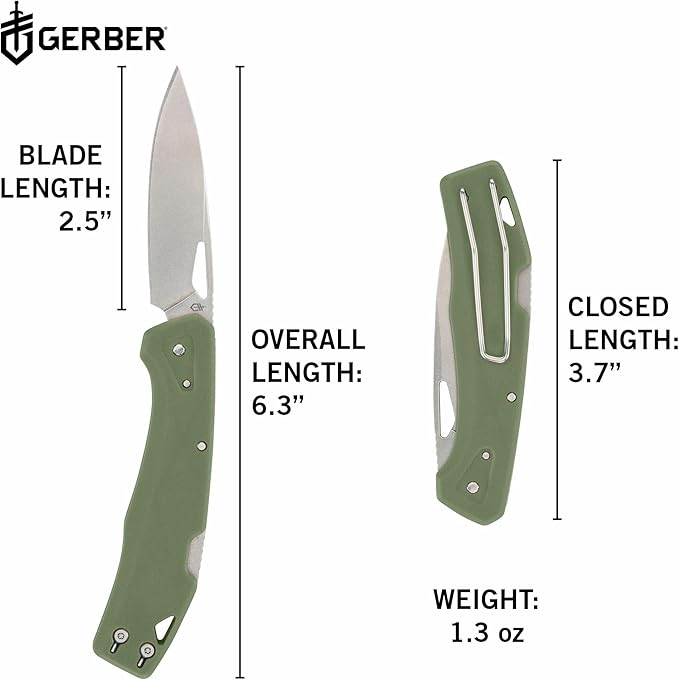 Gerber Gear LST - EDC Pocket Knife - Survival Tactical Tool for Travel Camping &amp Outdoor Adventure - Lightweight &amp Compact Folding Knife - Stainless Steel Blade - Green