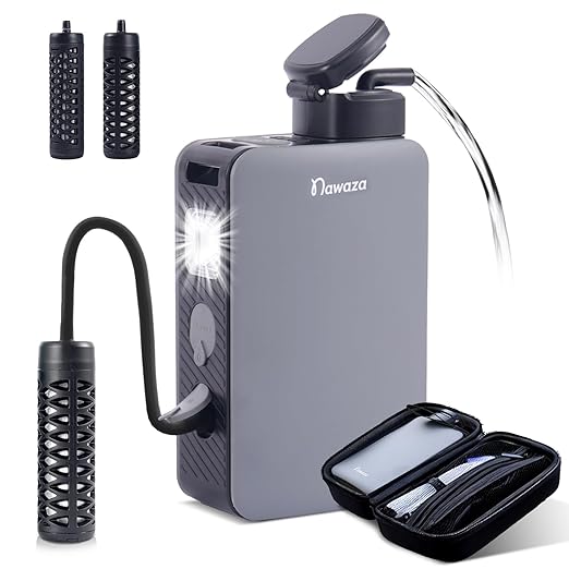 Nawaza Portable Electric Water Filter - 0.01 Micron Outdoor Camping Water Purifier for Hiking Camping Water Filtration System SurvivalTravel and Emergency (Grey)