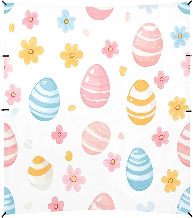 Cute Floral Easter Eggs Beach Tent Sun Shelter Set UPF50+ UV Protection 10.5 x 9.19 FT Camping Shade Canopy with Sandbags Sand Anchors Carrying Bag and Others