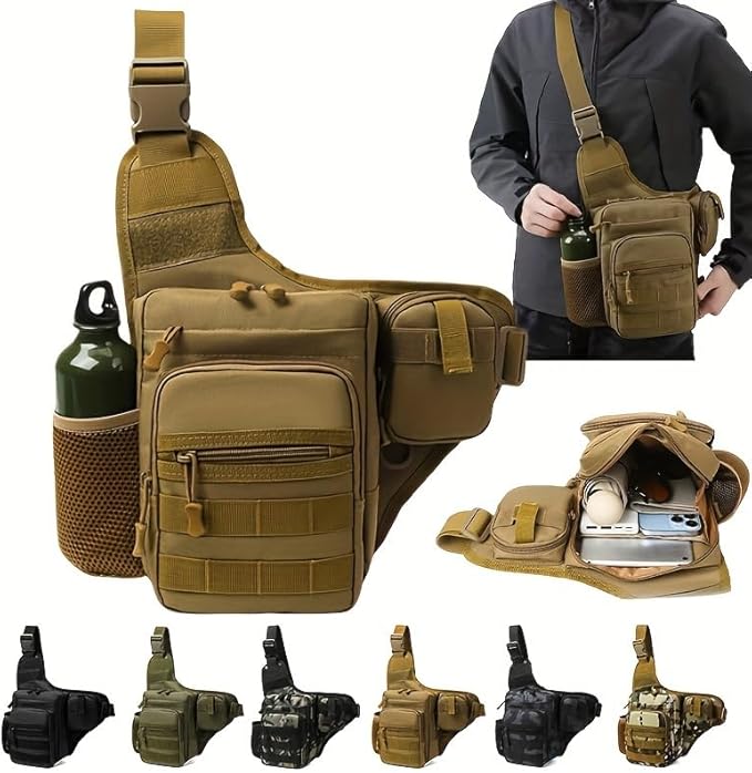 Jungle Leopard Fishing Shoulder Bag Cycling Crossbody Tactical Chest Pack Single Backpack Travel Climbing Camping(RG)