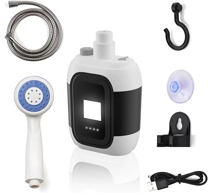Portable Shower Camping Shower System Outdoor Travel Electric USB Rechargeable Handheld Showhead for Camping Hiking Pet Cleaning Watering and Beach Washing