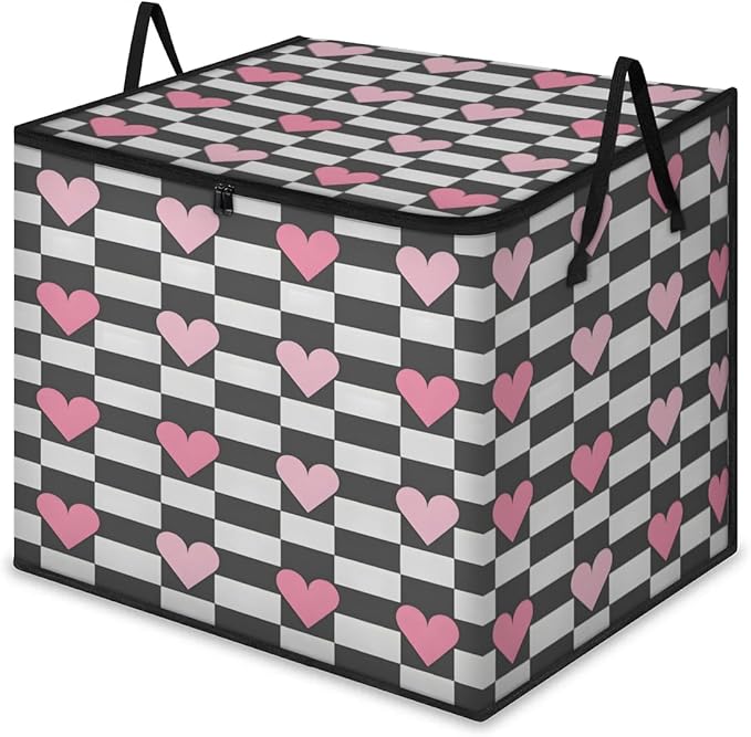 XL Large Clothes Storage with Lid Handle Valentine's Day Large Thick Clothes Blanket Storage Containers for Organizing Bedroom Closet