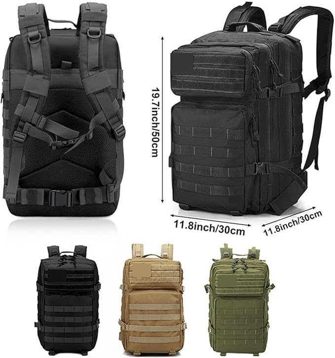 Compatible For 50L Tactical Backpack Men's Travel Large Capacity Rucksacks Men Outdoor Sports Multi-functional Bags(B090-GREEN)