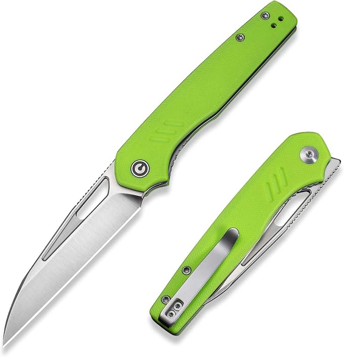 CIVIVI Guile Pocket Knife Folding Knife for EDC 3.25 Swedish 14C28N Blade G10 Handle with Reversible Deep-Carry Clip C24062B-2 (Fluorescent Green)
