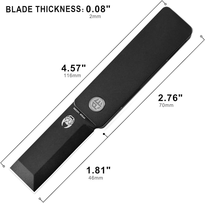 Petrified fish PFE09 Cash Folding Knife1.81 14C28N Satin Blade 1.69oz Titanium Handle Front Flipper Pocket knife for EDC (Black)