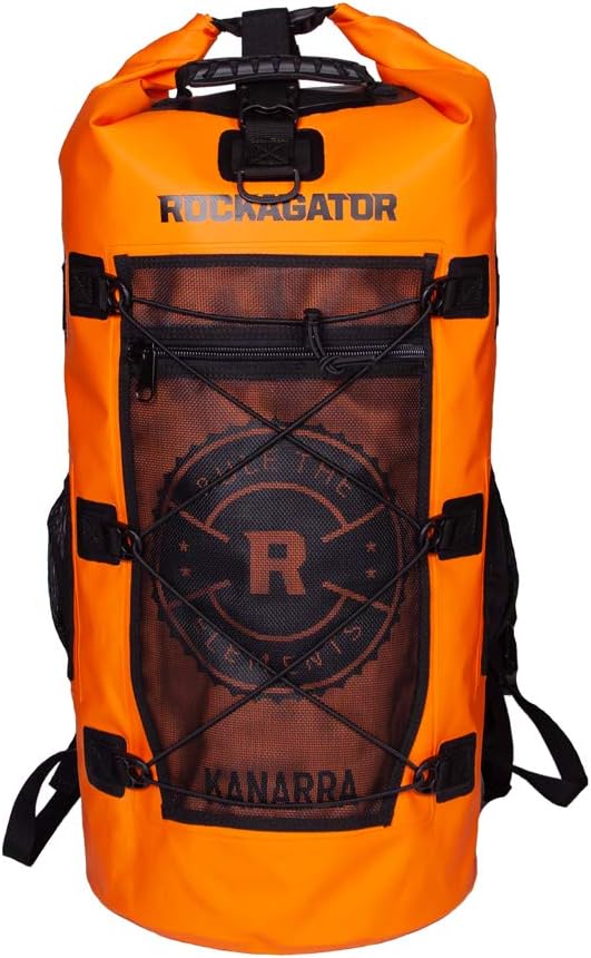 Rockagator Kanarra 90L Waterproof Backpack for Camping Hiking Mountaineering Backpacking Hunting Fishing Canoeing Outdoor Activities The Wet Outdoors - Large Capacity Roll Top Closure Orange