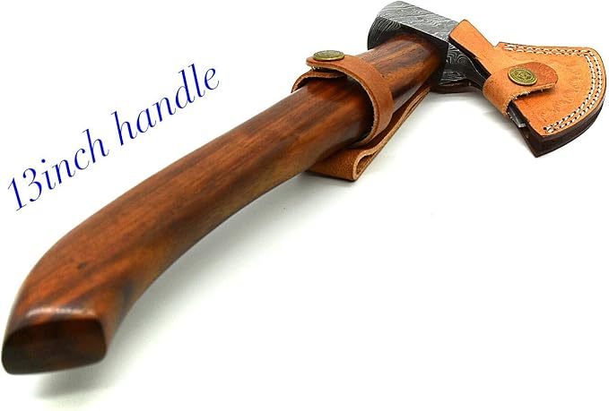 NOORAKI 14 Camping Axe Hatchet Tomahawk | Handmade Damascus Carbon Steel Hunting Viking Axe Chopping Axe Throwing Axe Gardening &amp Bushcraft Axe for Outdoor Wood | Viking Gifts for Men with She
