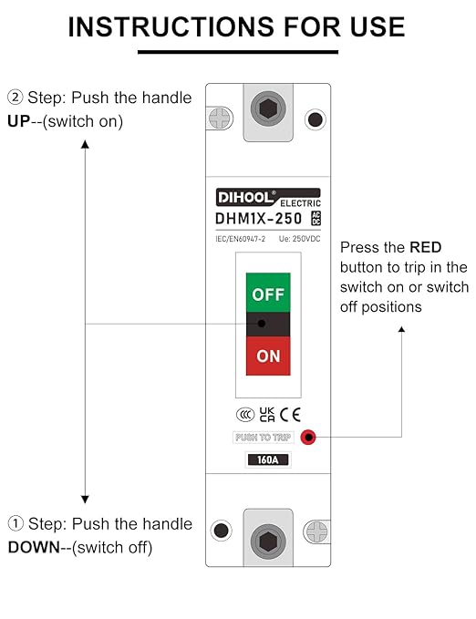 DIHOOL Main 160 Amp DC Circuit Breaker 240V Battery Disconnect Switch Master Switch for Car RV Marine Boat Truck Trolling