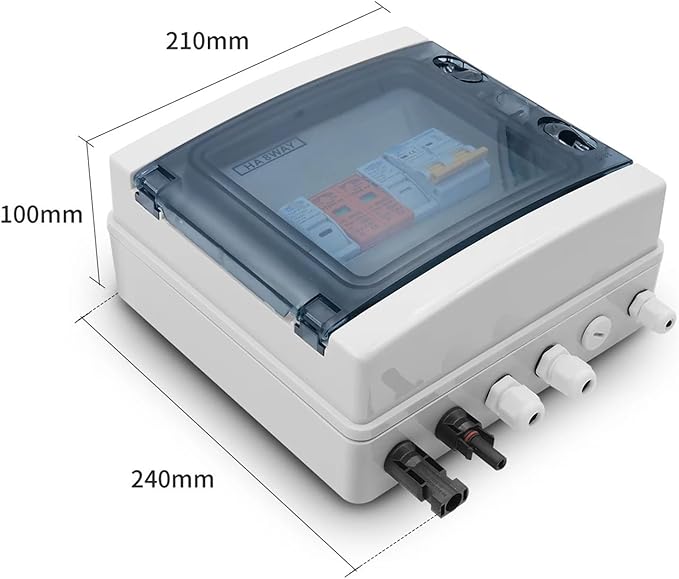 Solar photovoltaic Combiner Box Solar photovoltaic PV Combiner Box with Lightning Protection 1 Input 1 Out DC 600V Fuse MCB SPD Box IP65(63A DC MCB)