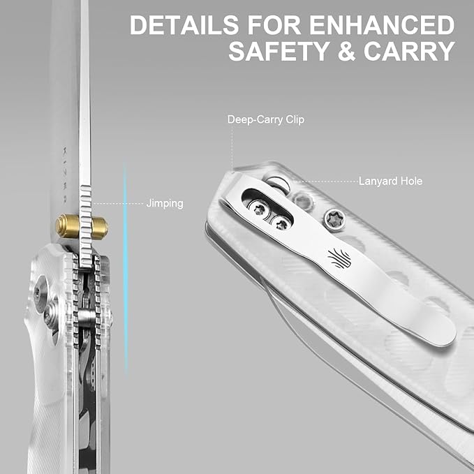 Kizer Pokiman CS Pocket Knife 3.16 Sheepsfoot AEB-L Blade Folding Knives with White Acrylic Handle Thumb Stud EDC Knife for Men Women V3789A5