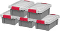 IRIS USA 3 Gallon Lockable Storage Totes with Lids 5 Pack Heavy-Duty Durable Stackable Containers Large Garage Organizing Bins Moving Tubs Rugged Sturdy Equipment Utility Tool Box Gray