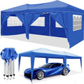 KEIKI 10'x20' Folding Canopy with 6 Removable Sidewalls Outdoor Event Shelter Gazebo Portable Tents for Parties Carport Camping Garden Patio Blue