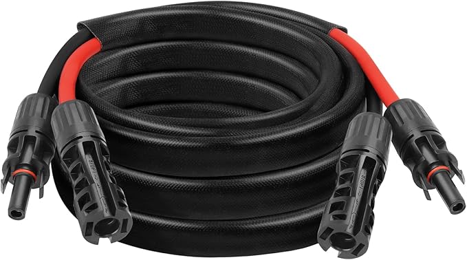 8AWG Solar Cable - 10FT Solar Panel Extension Cord 8 Gauge PV Wire with Flame Retardant Protective Sleeving Female &amp Male Waterproof Connector for RV Photovoltaic Systems Solar Panels (10 Feet)