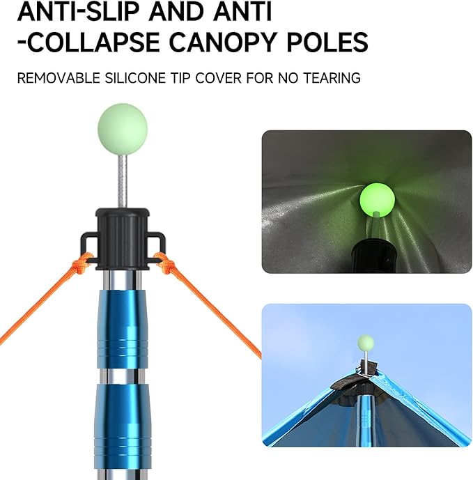 SANLIKE Telescoping Tarp Pole Heavy Duty Tent Poles 33-86.6/94 Thickened Tube Collapsible Stainless Steel Canopy Poles for Camping Backpacking Hiking Awning Sun Sails Outdoor Sports Set of 2