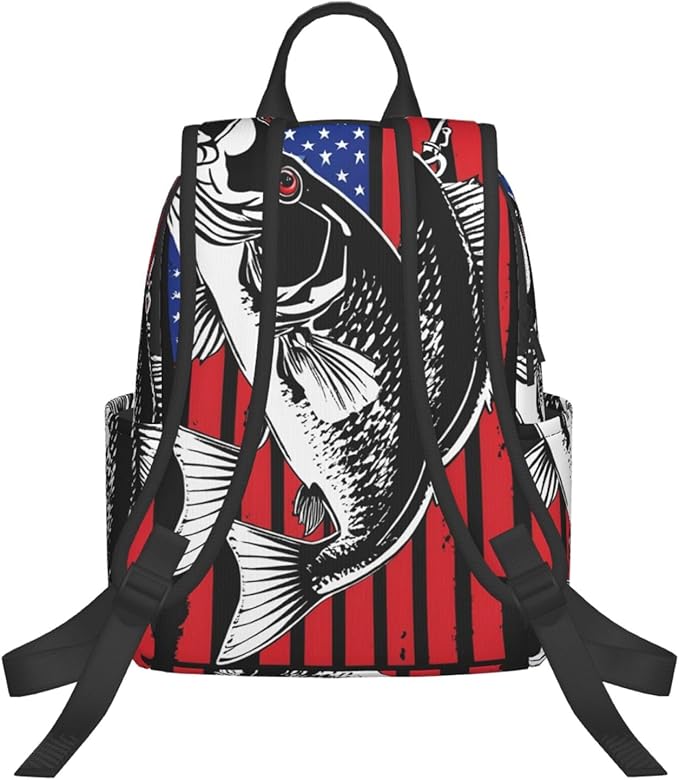 American Bass Fishing Lure Flag Backpack Lightweight Bookbag