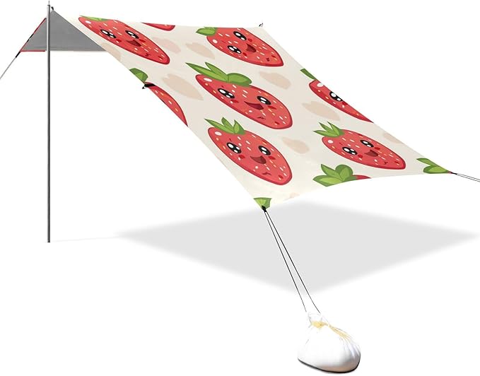 ALAZA Cute Strawberry Fruit Abstract Beach Tent Sun Shelter Portable Canopy Sunshade for Outdoor Camping Picnics Backyard Fun 10x9 ft