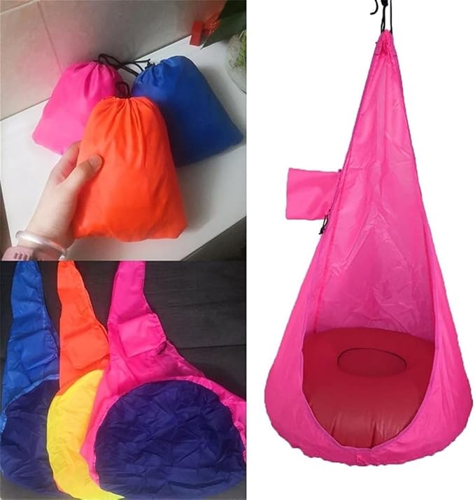 Portable Hammock Portable Home Child Hammock Chair Kids Swing Pod Single Person Outdoor Indoor All Season Hanging Seat for Backpacking Beach (Color : Pink)