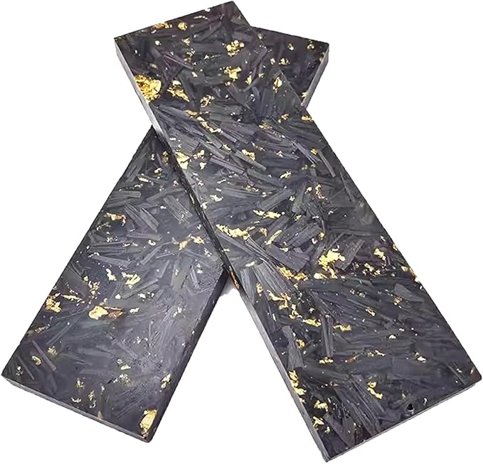DIY Resin Knife Handle Blank Material Gold Foil Crushed Carbon Marble Texture(2pcs135x40x4mm)