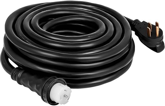 VEVOR 25 FT 50 Amp Generator Extension Cord NEMA N14-50P &amp SS2-50R &amp CS6364 STW 6/3 + 8/1 AWG 125V 250V Generator Power Cord Twist Lock Connectors