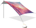 Meadow Pink Landscape Beach Tent Sun Shelter Set UPF50+ UV Protection 10.5 x 9.19 FT Camping Shade Canopy with Sandbags Sand Anchors Carrying Bag and Others
