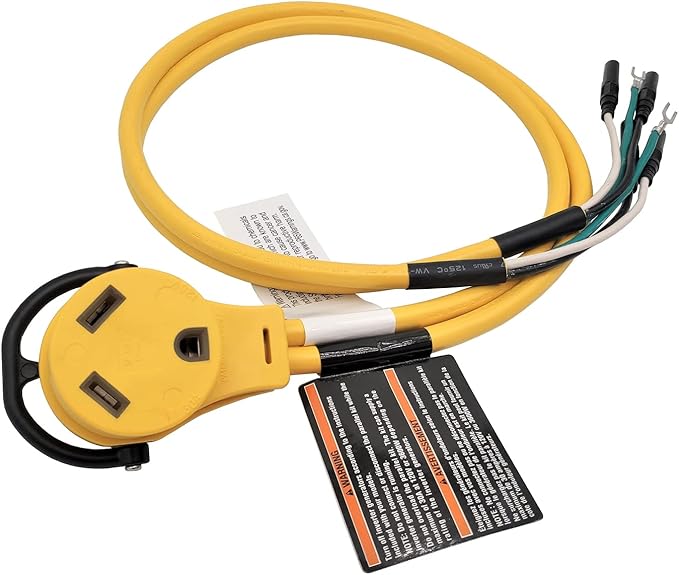 Parkworld 61094 30 Amp Inverter Generator Parallel Cord Inverter Generator Parallel Kit Terminals with Cable to RV 30A TT-30R Female 120V 30A 3FT (Yellow)