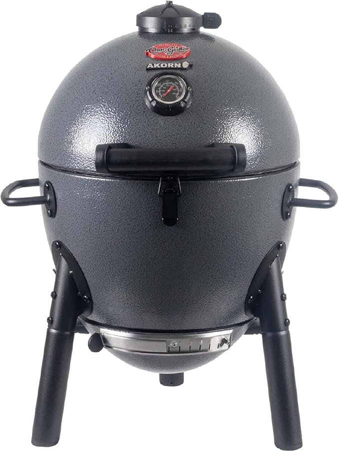 Char-Griller® AKORN® Jr. Portable Kamado Charcoal Grill and Smoker with Cast Iron Grates and Locking Lid with 155 Cooking Square Inches in Ash Model E86714