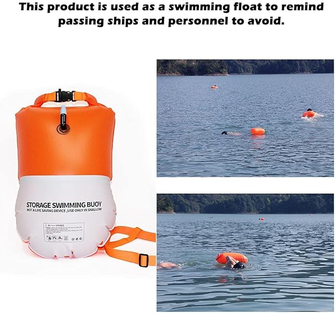Alomejor 20L Swim Buoy Tow Float Bag Inflatable Swim Bubble with Dry Storage Space for Swimmers and Triathlon